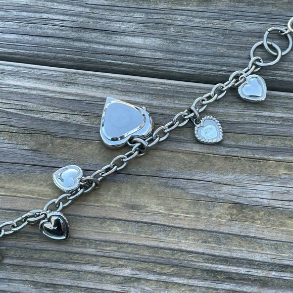 Women Watch Heart Shape Chain Bracelet Band Silver Tone Analog Wrist Watch - Picture 8 of 12